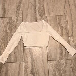 Zara White Asymmetrical Long Sleeve Bodysuit